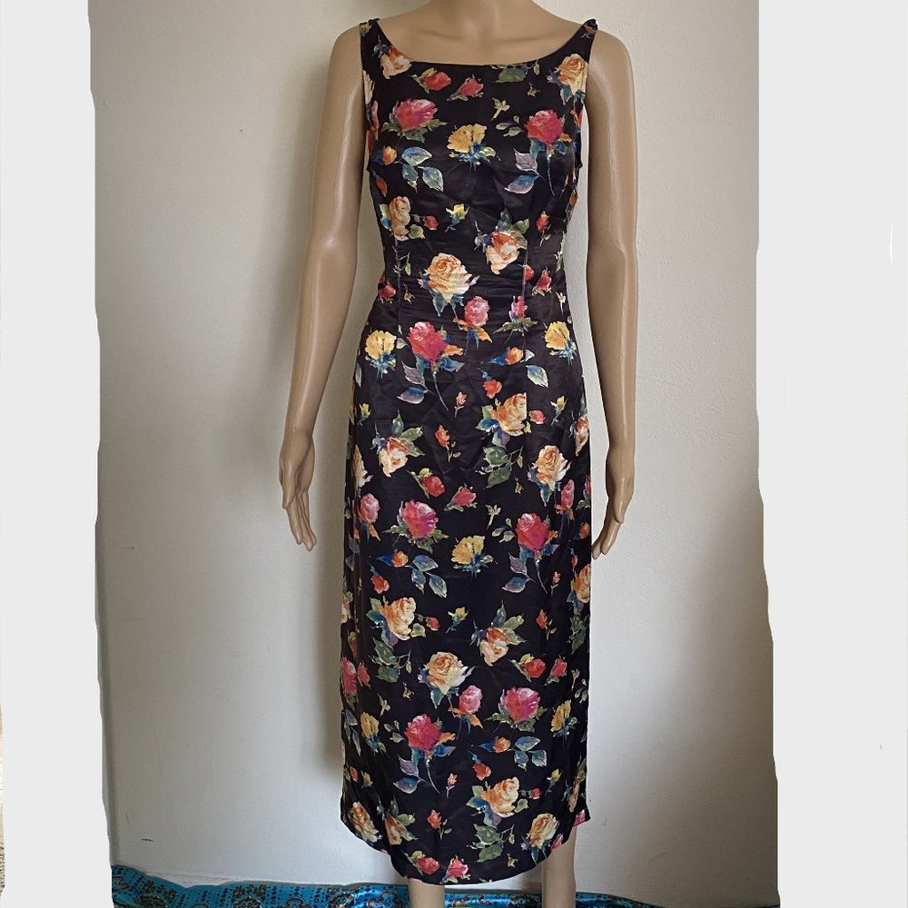 XOXO Floral Sleeveless Straight Satin Dress Size M